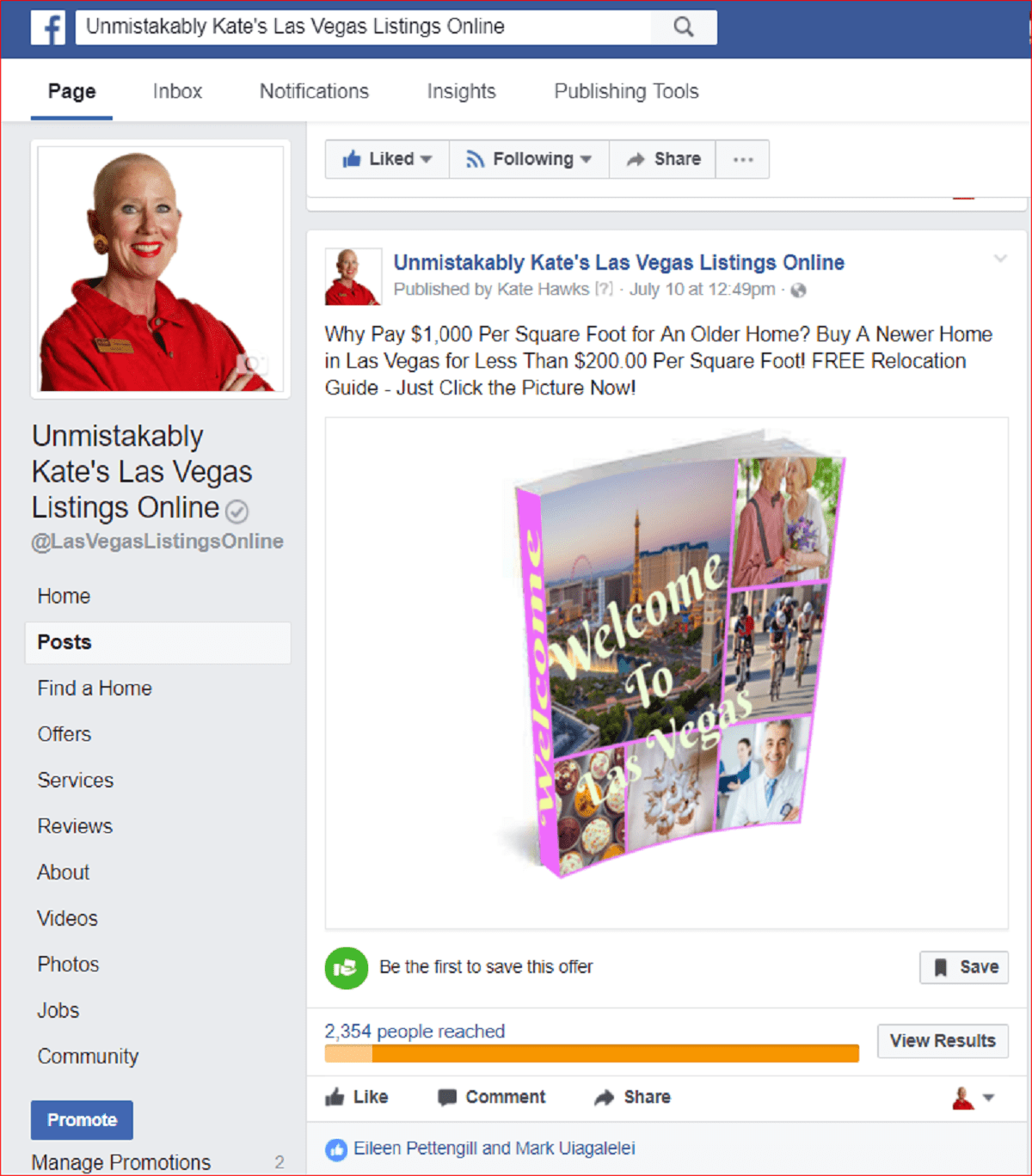 Social media page example